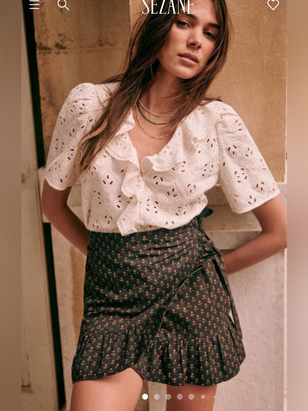 Sezane Camila Skirt with Pink & Green Floral Print